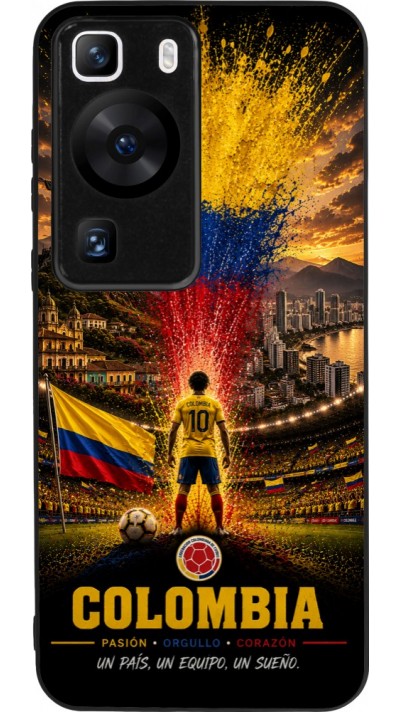 Coque Huawei P60 - Silicone rigide noir Football Colombie splash 2026