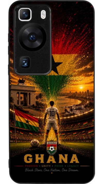 Coque Huawei P60 - Silicone rigide noir Football Ghana splash 2026
