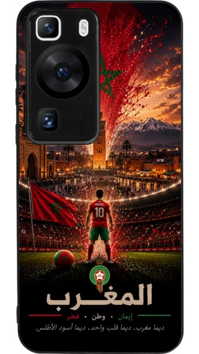 Coque Huawei P60 - Silicone rigide noir Football Maroc splash 2026
