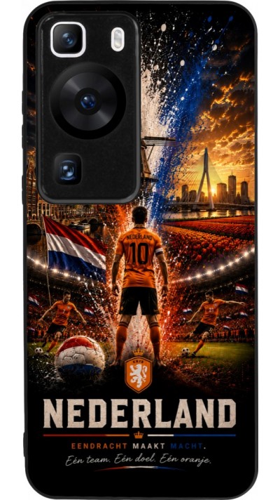 Coque Huawei P60 - Silicone rigide noir Football Pays-Bas splash 2026