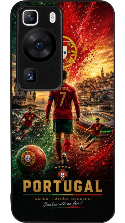 Coque Huawei P60 - Silicone rigide noir Football Portugal splash 2026