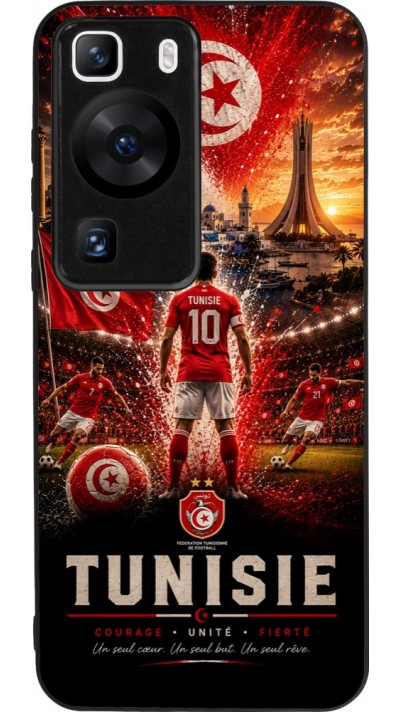 Coque Huawei P60 - Silicone rigide noir Football Tunisie splash 2026