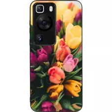 Coque Huawei P60 - Silicone rigide noir Bouquet of tulips Spring 2026