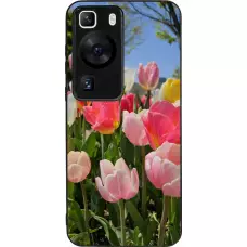 Coque Huawei P60 - Silicone rigide noir Tulips Spring 2026