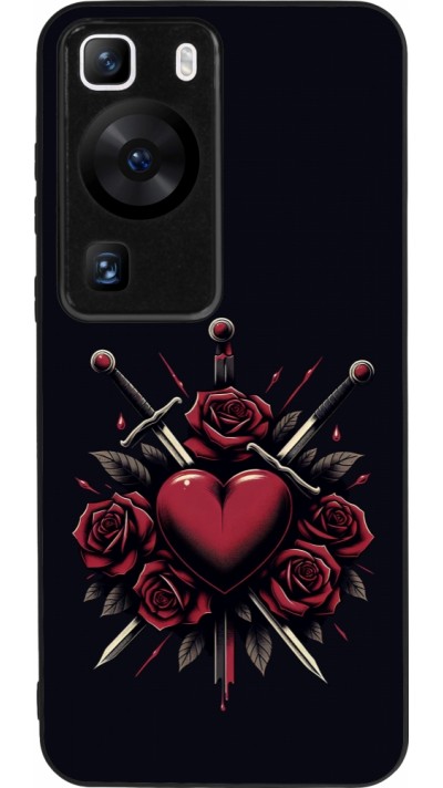 Huawei P60 Case Hülle - Silikon schwarz Valentine 2024 gothic love