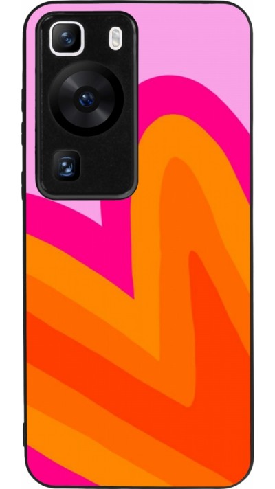 Huawei P60 Case Hülle - Silikon schwarz Valentine 2024 heart gradient