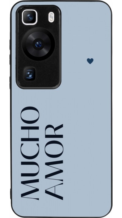 Huawei P60 Case Hülle - Silikon schwarz Valentine 2024 mucho amor azul