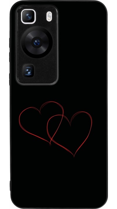 Huawei P60 Case Hülle - Silikon schwarz Valentine 2023 attached heart