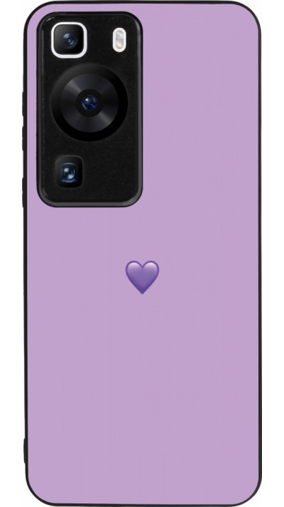 Huawei P60 Case Hülle - Silikon schwarz Valentine 2023 purpule single heart