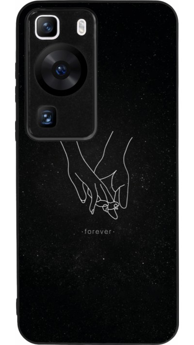 Huawei P60 Case Hülle - Silikon schwarz Valentine 2023 hands forever