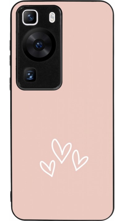 Huawei P60 Case Hülle - Silikon schwarz Valentine 2023 three minimalist hearts