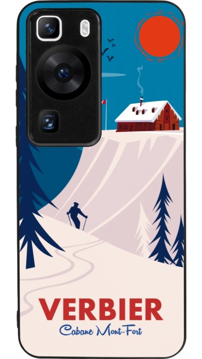 Huawei P60 Case Hülle - Silikon schwarz Verbier Cabane Mont-Fort