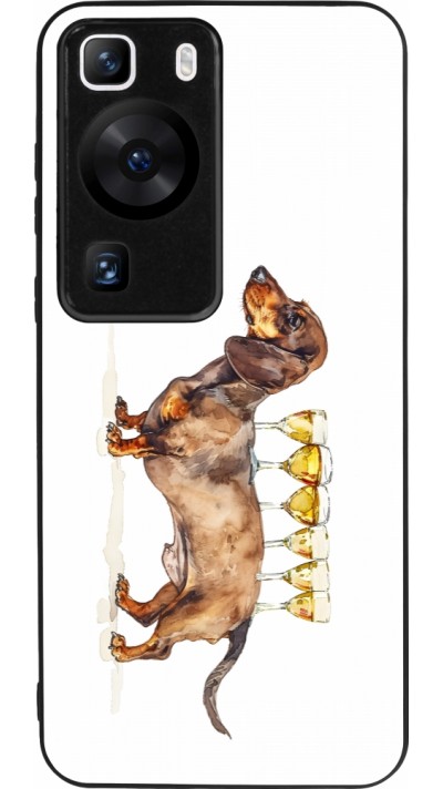 Coque Huawei P60 - Silicone rigide noir Wine Teckel