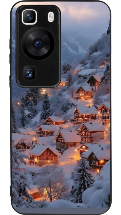Coque Huawei P60 - Silicone rigide noir Winter 25 Winter snowy village