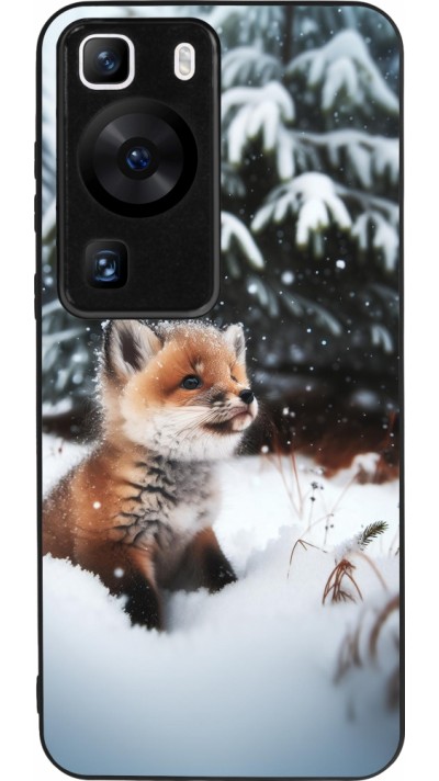 Huawei P60 Case Hülle - Silikon schwarz Weihnachten 2023 Fuechslein Tanne
