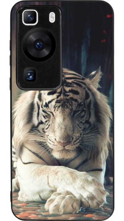 Coque Huawei P60 - Silicone rigide noir Zen Tiger