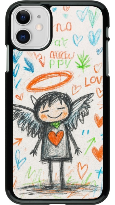 Coque iPhone 11 - Little Angel Sketch Love