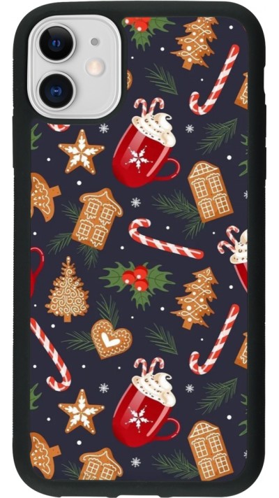 iPhone 11 Case Hülle - Silikon schwarz Christmas 25 Pattern Gingerbread House