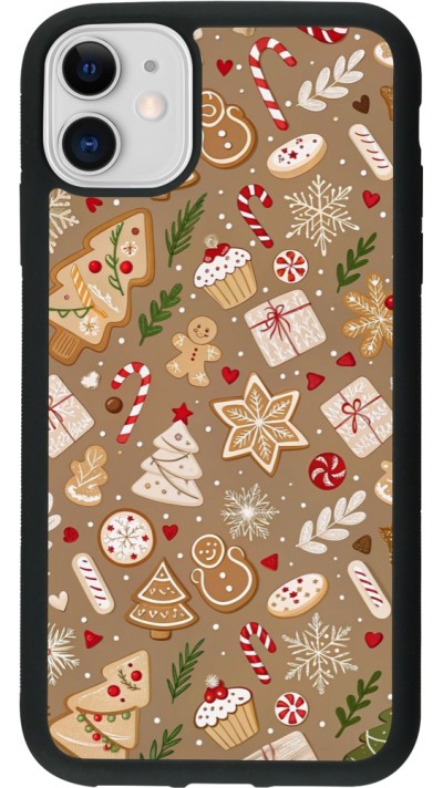 iPhone 11 Case Hülle - Silikon schwarz Christmas 25 Pattern Ginger Cookie