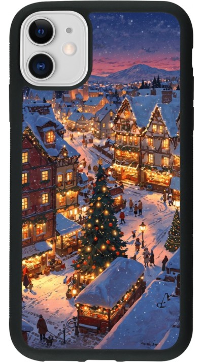 iPhone 11 Case Hülle - Silikon schwarz Christmas 25 Xmas Village