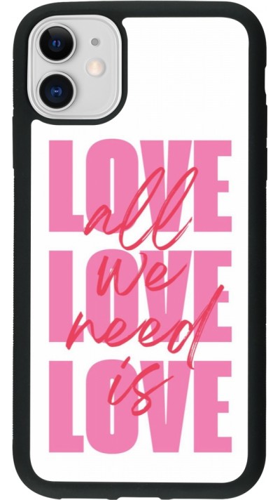 Coque iPhone 11 - Silicone rigide noir Saint Valentines Day 26 Love all we need is