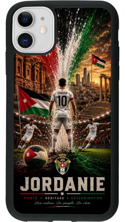 Coque iPhone 11 - Silicone rigide noir Football Jordanie splash 2026