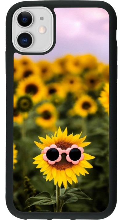Coque iPhone 11 - Silicone rigide noir Sunflower with glasses Spring 2026
