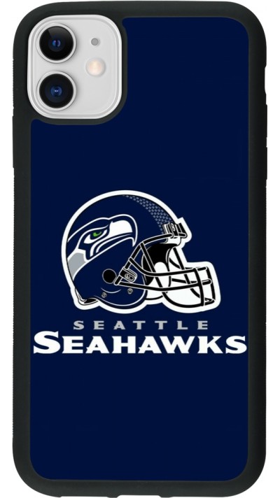 Coque iPhone 11 - Silicone rigide noir Super Bowl 26 Seattle 3