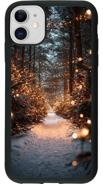 Coque iPhone 11 - Silicone rigide noir Winter 25 Winter snowy road
