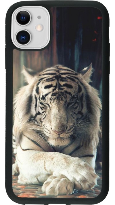 Coque iPhone 11 - Silicone rigide noir Zen Tiger