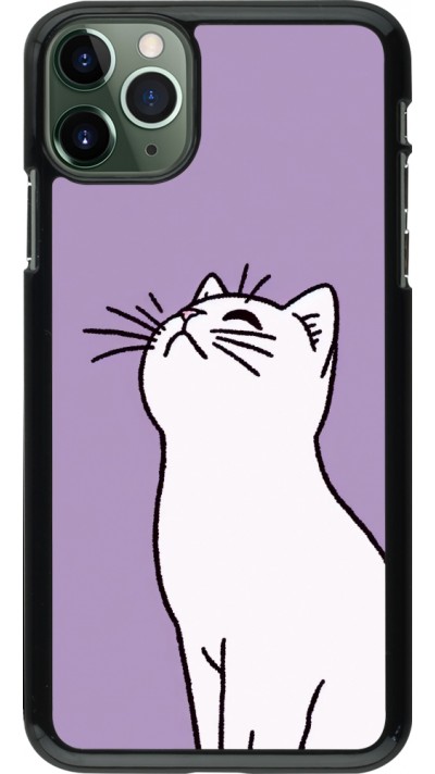 Coque iPhone 11 Pro Max - Chat sur fond violet