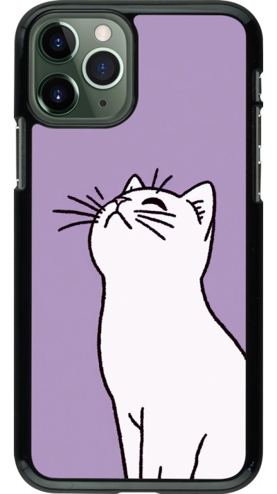Coque iPhone 11 Pro - Chat sur fond violet