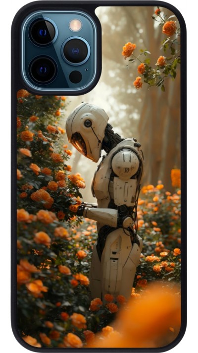 Coque iPhone 12 / 12 Pro - Silicone rigide noir Astronaut flowers 2025