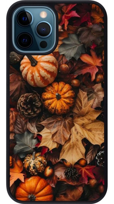 Coque iPhone 12 / 12 Pro - Silicone rigide noir Autumn 25 Pumpkin