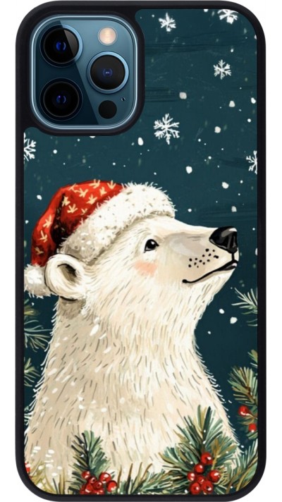 iPhone 12 / 12 Pro Case Hülle - Silikon schwarz Christmas 25 Bear