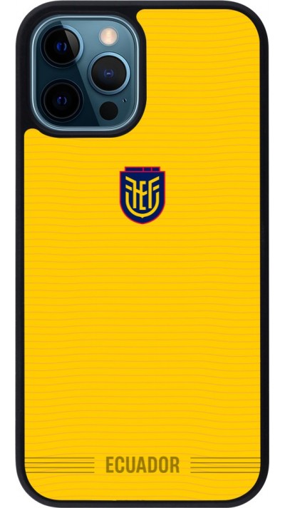 Coque iPhone 12 / 12 Pro - Silicone rigide noir Maillot de football Équateur 2026 personnalisable