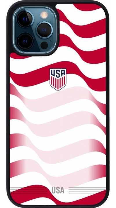 Coque iPhone 12 / 12 Pro - Silicone rigide noir Maillot de football États-Unis 2026 personnalisable