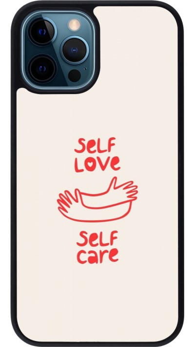 Coque iPhone 12 / 12 Pro - Silicone rigide noir Saint Valentines Day 26 Self love self care