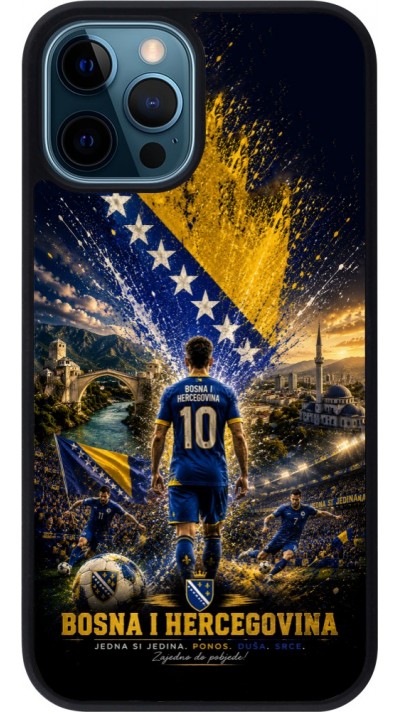 Coque iPhone 12 / 12 Pro - Silicone rigide noir Football Bosnie-Herzégovine splash 2026