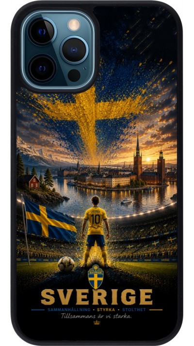 Coque iPhone 12 / 12 Pro - Silicone rigide noir Football Suède splash 2026