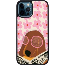 Coque iPhone 12 / 12 Pro - Silicone rigide noir Dog with newspaper Spring 2026
