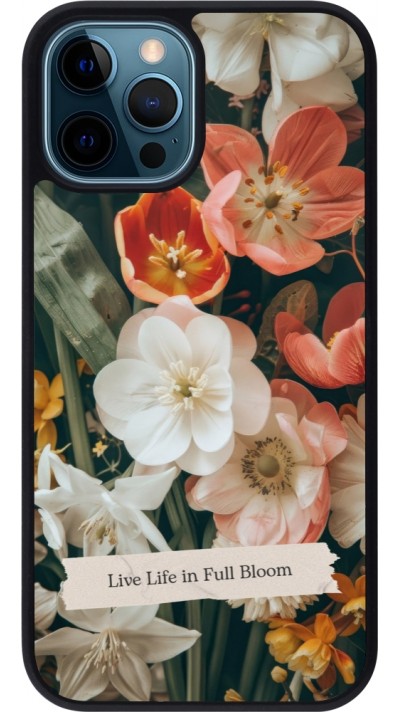 Coque iPhone 12 / 12 Pro - Silicone rigide noir Full Bloom Spring 2026