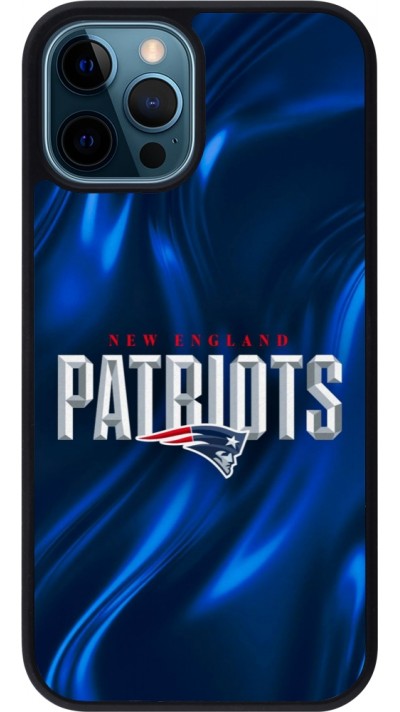 Coque iPhone 12 / 12 Pro - Silicone rigide noir Super Bowl 26 Patriots 2