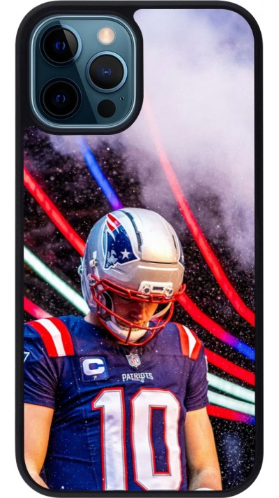 Coque iPhone 12 / 12 Pro - Silicone rigide noir Super Bowl 26 Patriots 3