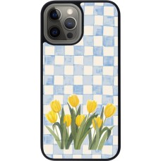 iPhone 12 Pro Max Case Hülle - Silikon schwarz Blue vichy tulips Spring 2026