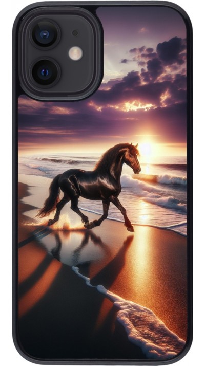 Coque iPhone 12 mini - Cheval majestueux plage