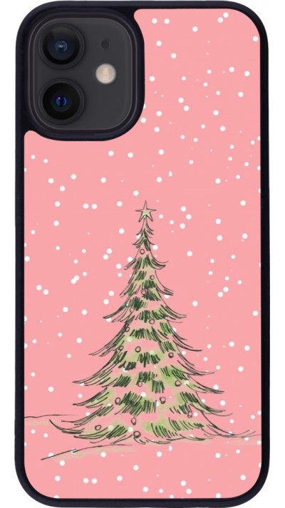 iPhone 12 mini Case Hülle - Silikon schwarz Christmas 25 Pink Tree
