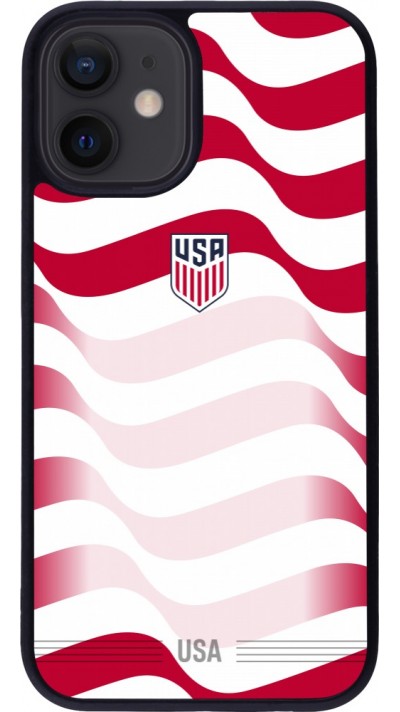 Coque iPhone 12 mini - Silicone rigide noir Maillot de football États-Unis 2026 personnalisable