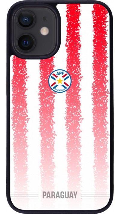 Coque iPhone 12 mini - Silicone rigide noir Maillot de football Paraguay 2026 personnalisable