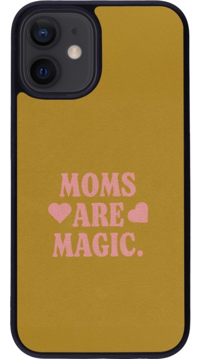 Coque iPhone 12 mini - Silicone rigide noir Mom 2026 Are Magic